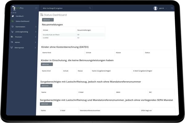 Software für Ganzstagsschulen, Tablet